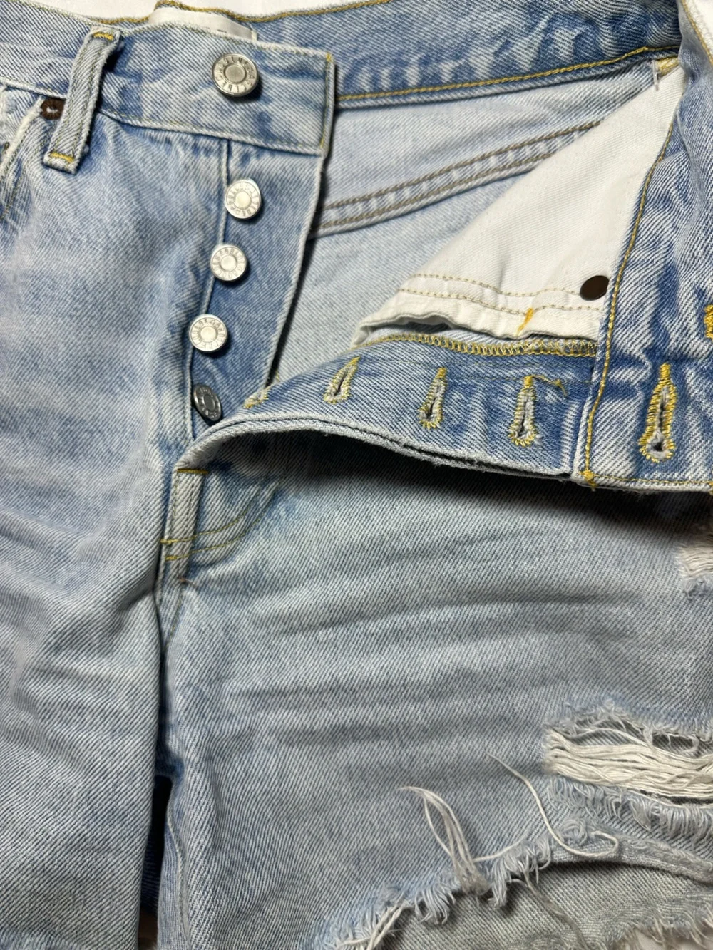 New AGOLDE Parker Long Distressed Denim Shorts Light Wash 100% Cotton